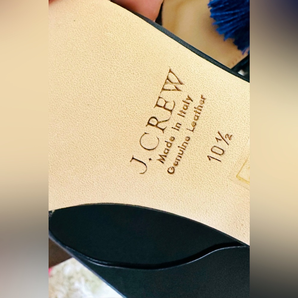 J Crew Wonens Black White Tie Ankle Pump Heels size 10 1/2 - Picture 3 of 3